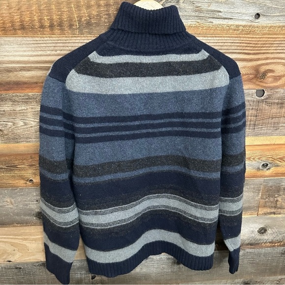 Banana Republic Vintage Y2K 100% Wool Striped Turtleneck Mens L Grandpa Sweater - Picture 5 of 8